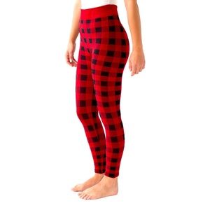 MukLuks Fleece Lined Women’s Legging, Red Buffalo Plaid NWT